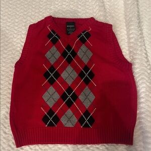 George Red Argyle Knit Vest girls size small